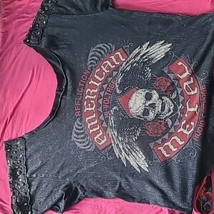 Affliction bling scoop neck tee